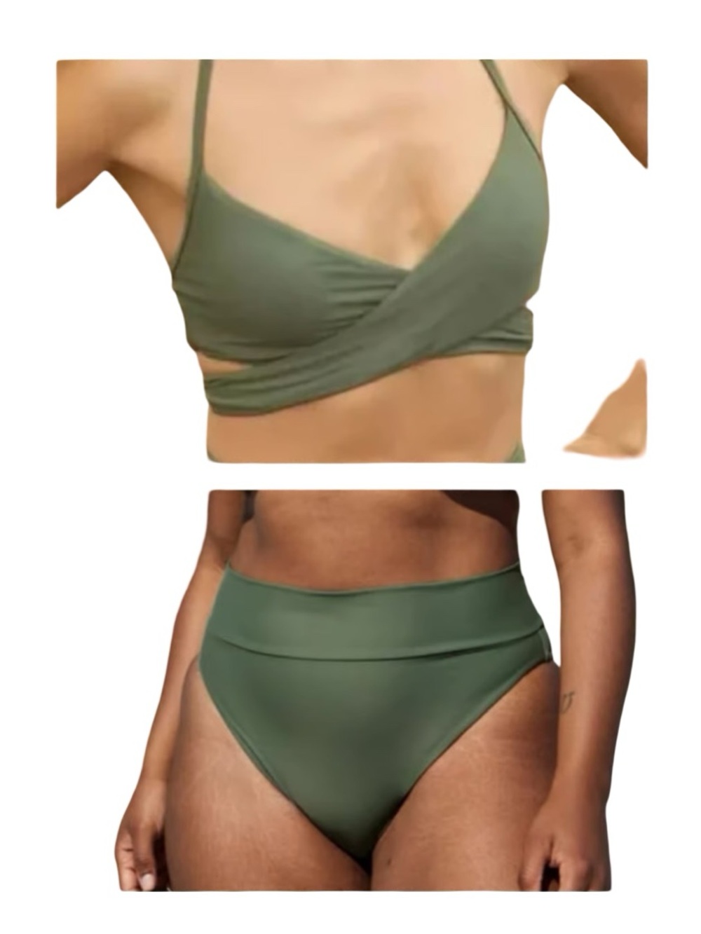 Aerie two Pieve Sage Green Wrap‎ Bikini High waisted Size Large
